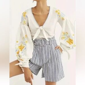 Free People Paperbag Waist Striped Shorts